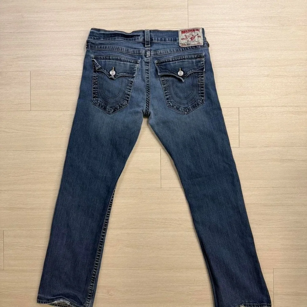 Y2K True Religion Ricky Stitch Bootcut Dark Wash Jeans Mens Size 36